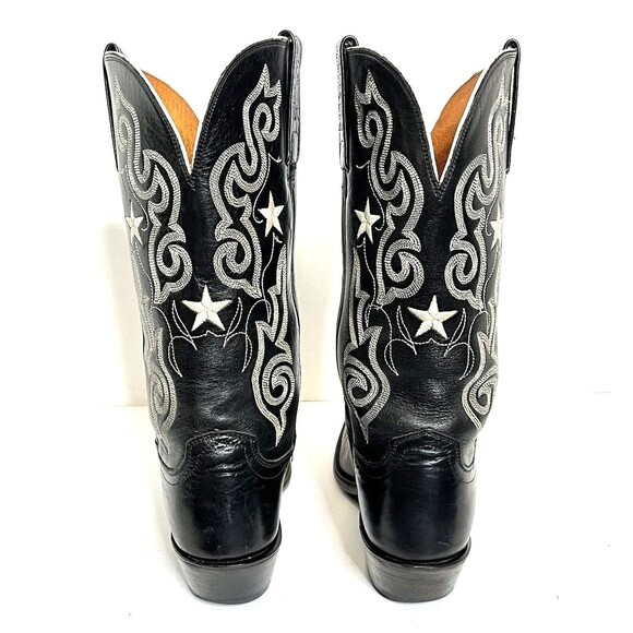 Lucchese 1883 Pointed Toe Black Leather Star Embroidered Boots Men\'s 8.5B main image 11